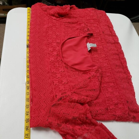 Catherines Womens Shabby Tiered Lace Top Size 3X Pink Sheer Feminine Romantic - Picture 6 of 9